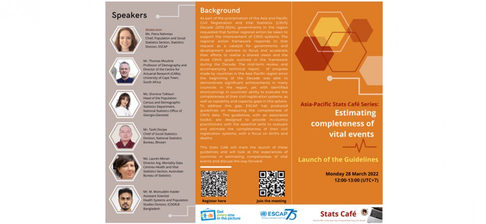 ESCAP Asia-Pacific Stats Café Series - 	Estimating completeness of vital events: Launch of the Guidelines